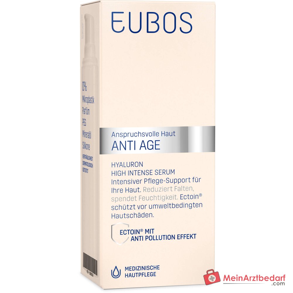 Eubos Anti Age Hyaluron High Intense Serum Hyaluronsäure / Ectoin / Niacinamid / Panthenol / Vitamin E Gesichtsserum, 30 ml.