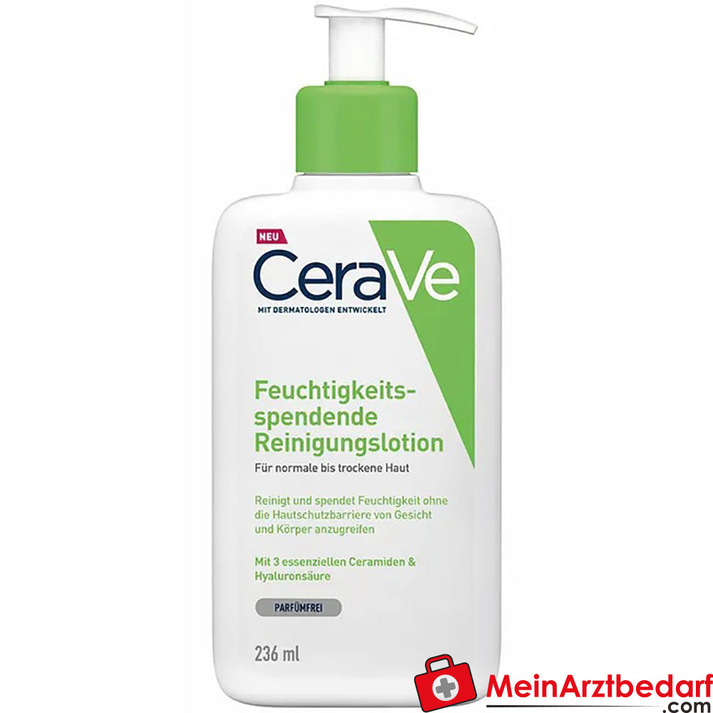 CeraVe Feuchtigkeitsspendende Reinigungslotion|nicht schäumende Reinigung für Gesicht und Körper, 236ml.