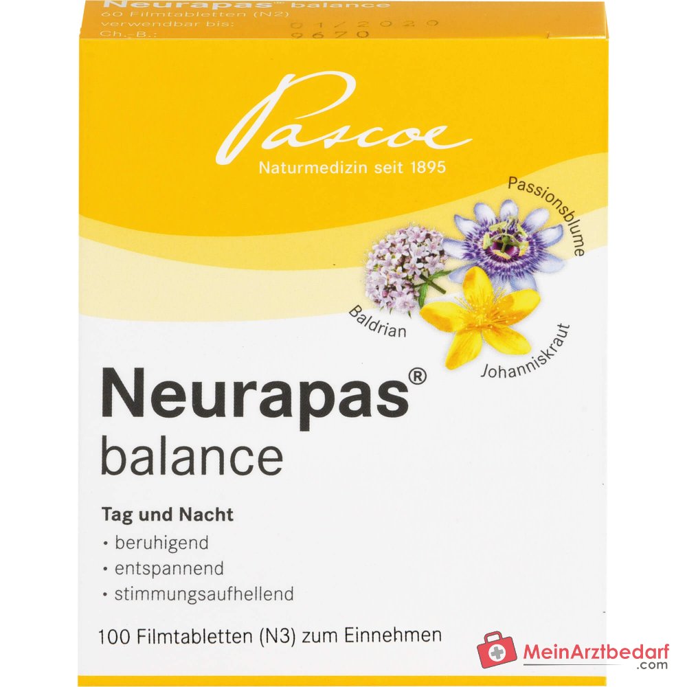 Neurapas balance Tabletten met valeriaan, sint-janskruid en passiebloem verpakking, 5x100 stuks.