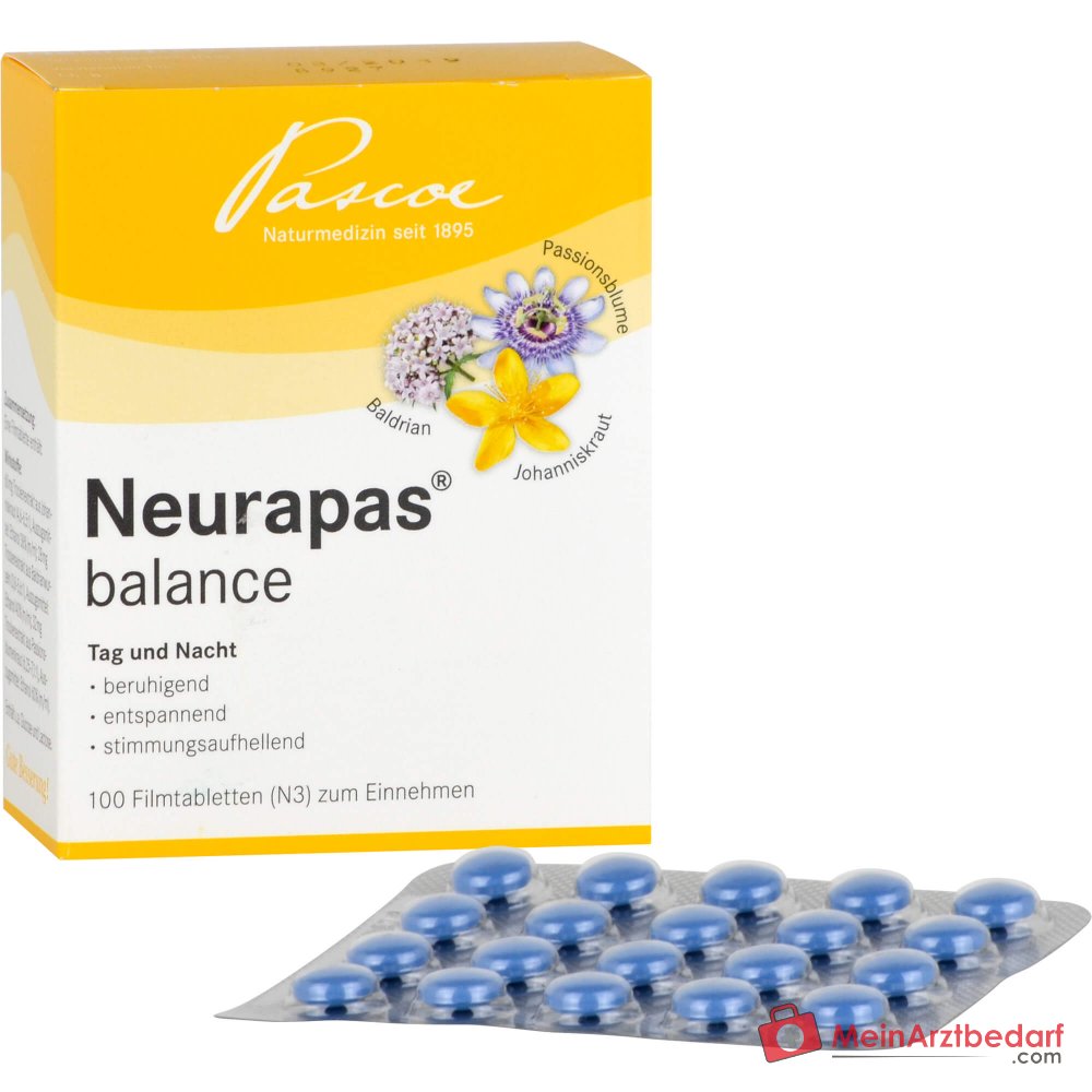 Neurapas balance Tabletten met valeriaan, sint-janskruid en passiebloem verpakking, 5x100 stuks.