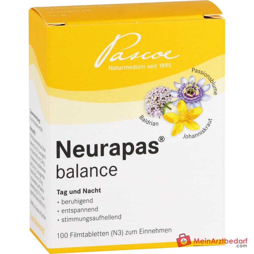 Neurapas balance Tabletten met valeriaan, sint-janskruid en passiebloem verpakking, 5x100 stuks.