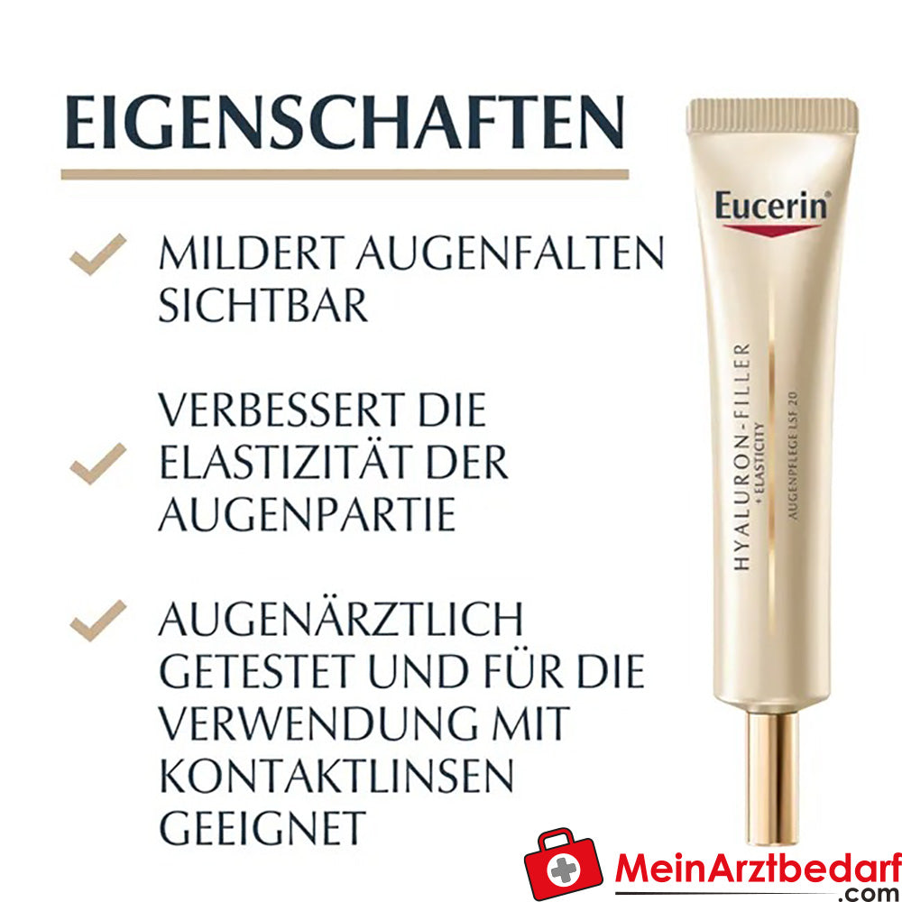 Eucerin® HYALURON-FILLER + ELASTICITY Augenpflege LSF 20 - gegen Augenfalten, 15ml.