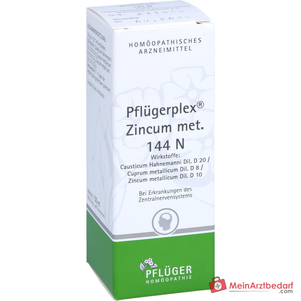 Pflügerplex Zincum met. 144 N Causticum D20, Zincum met. D10, Cuprum met. D8 solución 50 ml