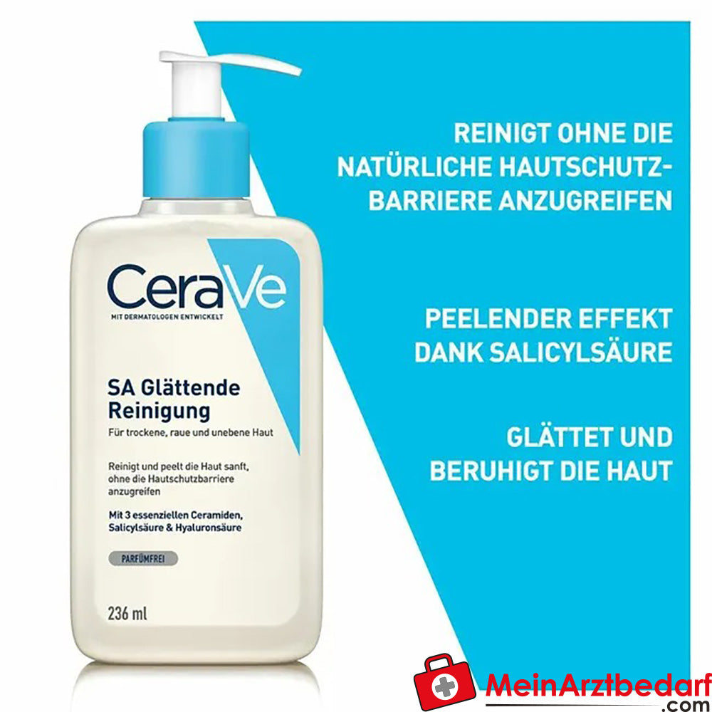 CeraVe SA Glättende Reinigung: mildes Reinigungsgel für Gesicht und Körper bei trockener Haut, 236ml.