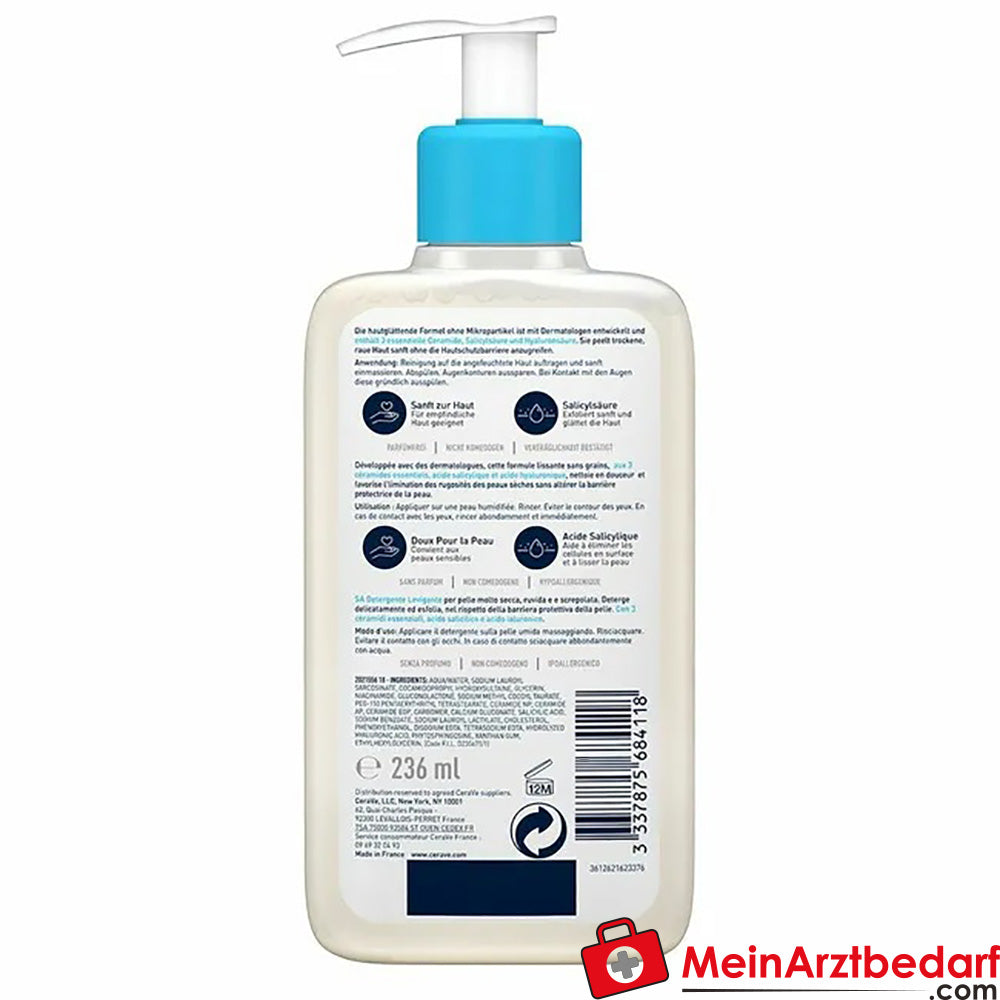 CeraVe SA Glättende Reinigung: mildes Reinigungsgel für Gesicht und Körper bei trockener Haut, 236ml.