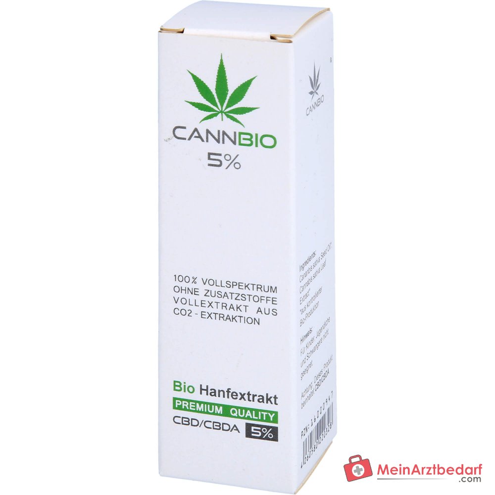 CANNBIO CBD 5% Cannabidiol Bio Extracto Completo de Cáñamo Gotas, 10 ml