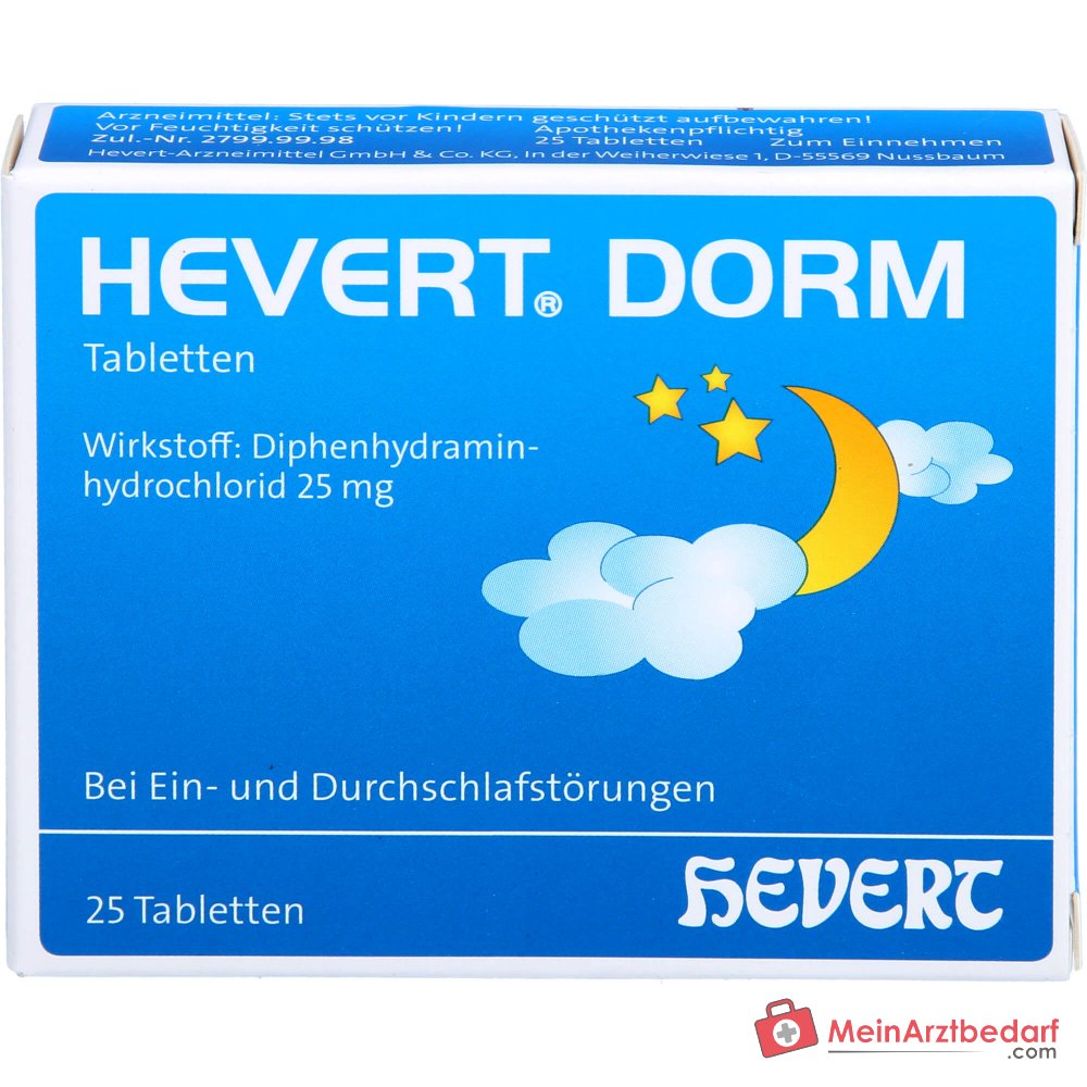 Hevert Dorm 25 mg Comprimés de diphenhydramine 20 pièces, 25 pcs.