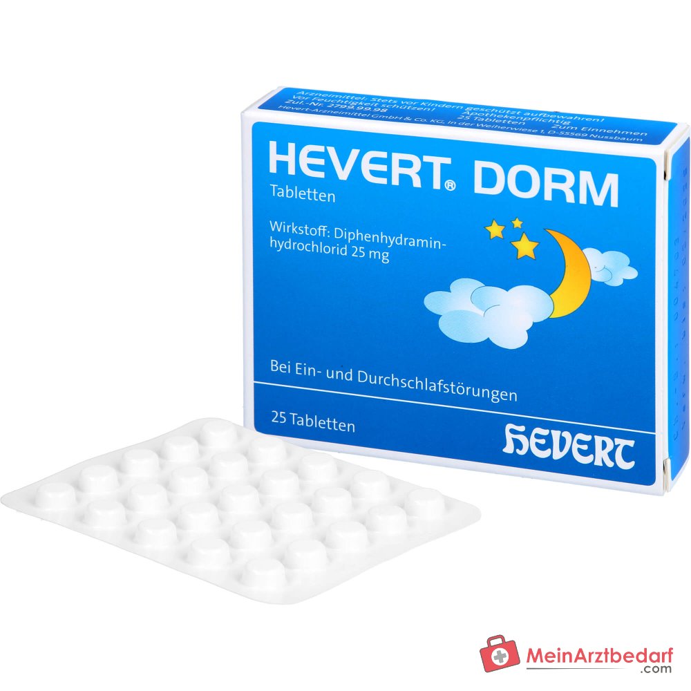 Hevert Dorm 25 mg Comprimés de diphenhydramine 20 pièces, 25 pcs.
