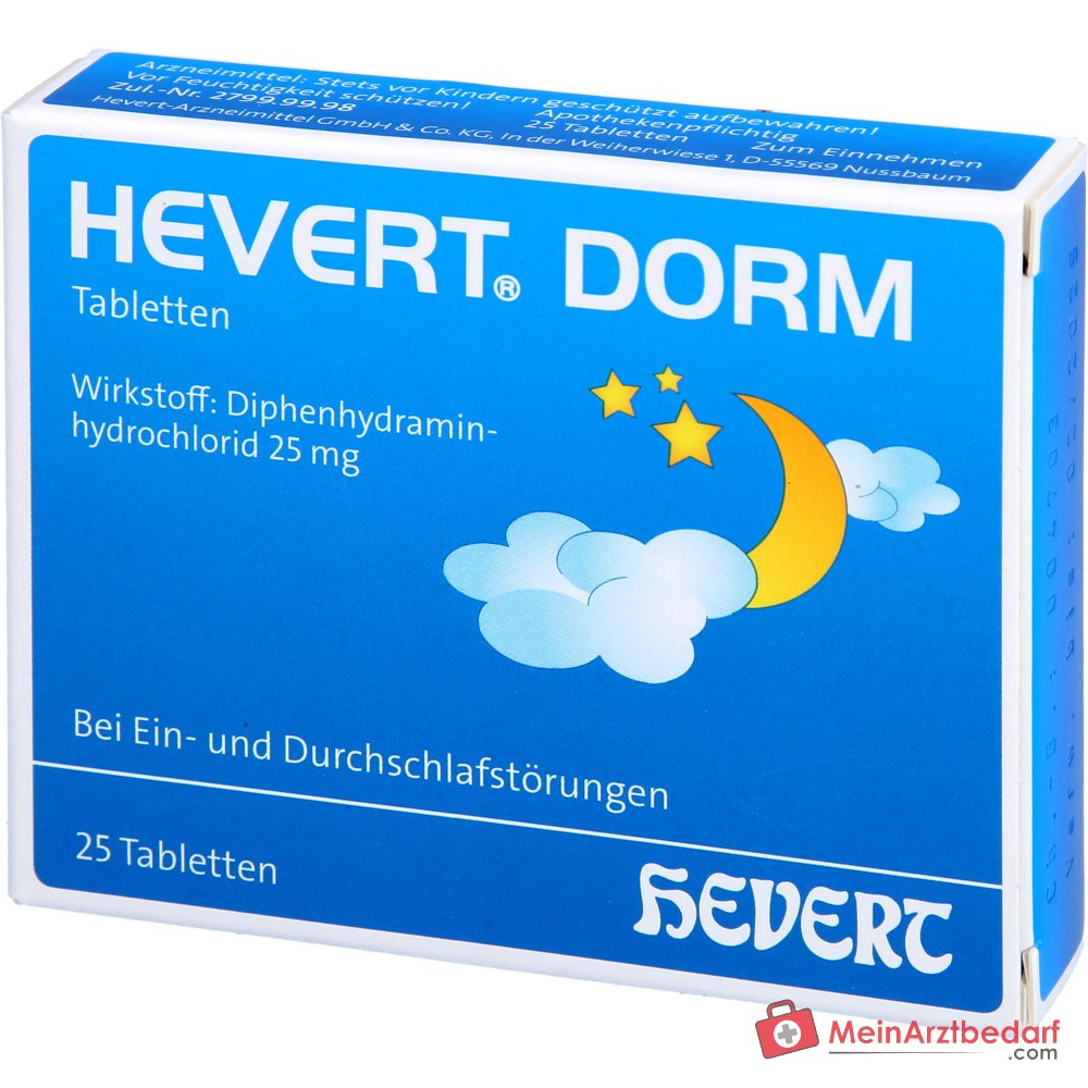Hevert Dorm 25 mg Comprimés de diphenhydramine 20 pièces, 25 pcs.