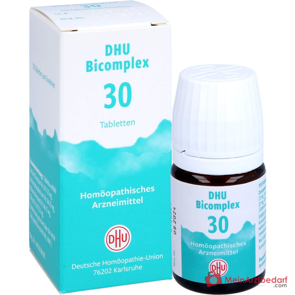 DHU Bicomplex 30 Tabletten 25 mg – Kalium chloratum D6 / Calcium fluoratum D12 / Calcium phosphoricum D6 / Acidum silicicum D12 Packung