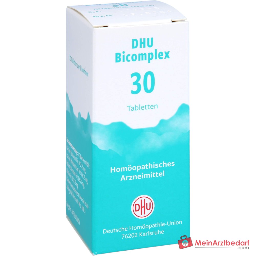 DHU Bicomplex 30 Tabletten 25 mg – Kalium chloratum D6 / Calcium fluoratum D12 / Calcium phosphoricum D6 / Acidum silicicum D12 Packung
