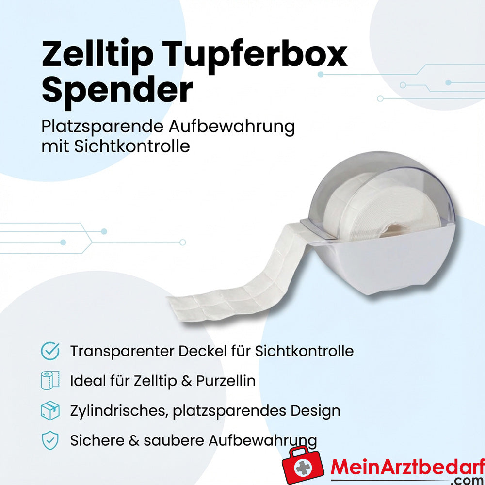Celltip swab box empty - recipiente cilíndrico con tapa transparente