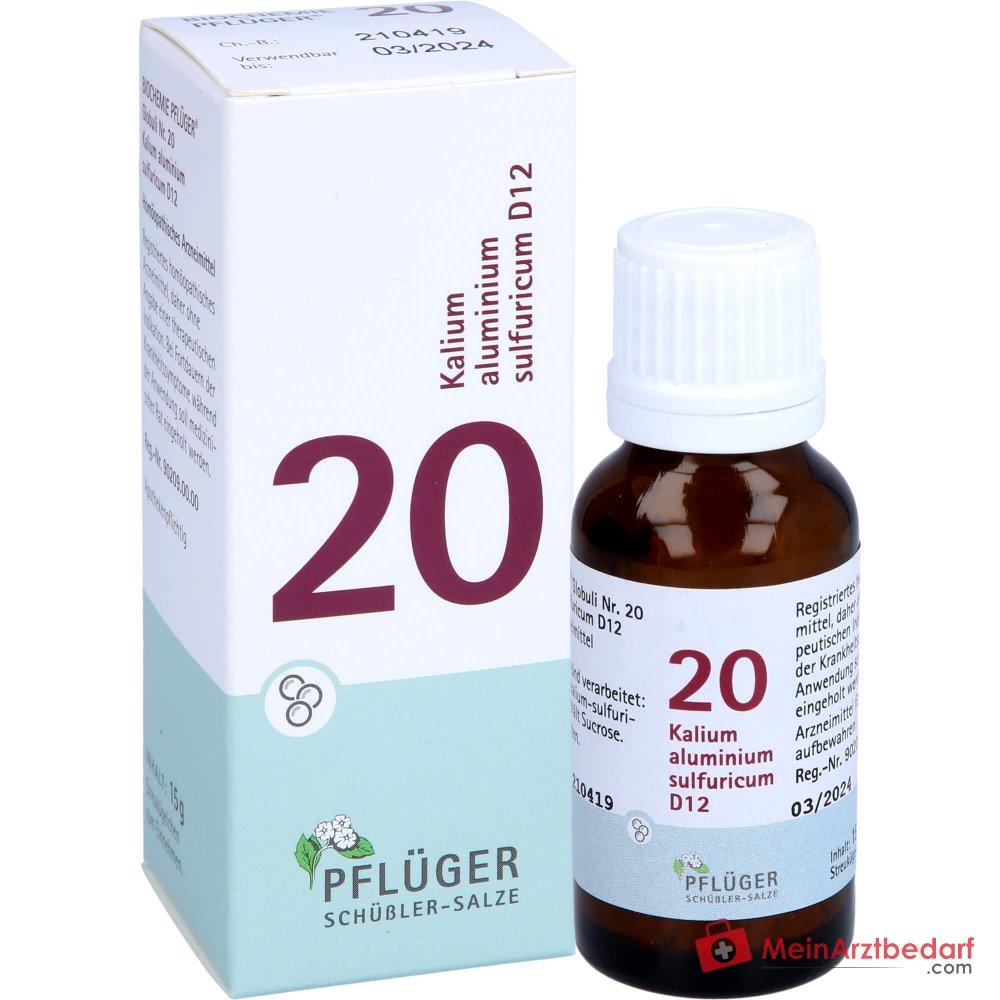 Globuli de Bioquímica Pflüger N.º 20 Kalium aluminium sulfuricum D12 Gránulos, 15 g