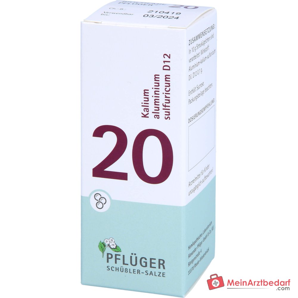 Globuli de Bioquímica Pflüger N.º 20 Kalium aluminium sulfuricum D12 Gránulos, 15 g