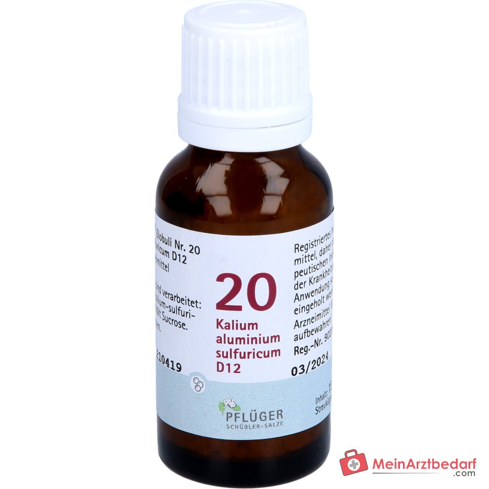 Globuli de Bioquímica Pflüger N.º 20 Kalium aluminium sulfuricum D12 Gránulos, 15 g