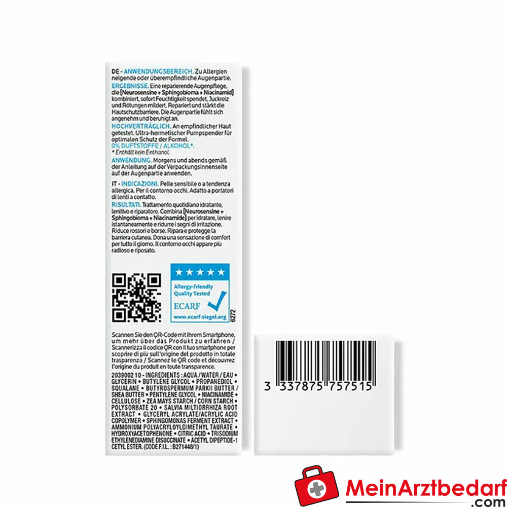 Toleriane Dermallergo Augencreme|für zu Allergien neigende oder überempfindliche Augenpartie, 20ml.
