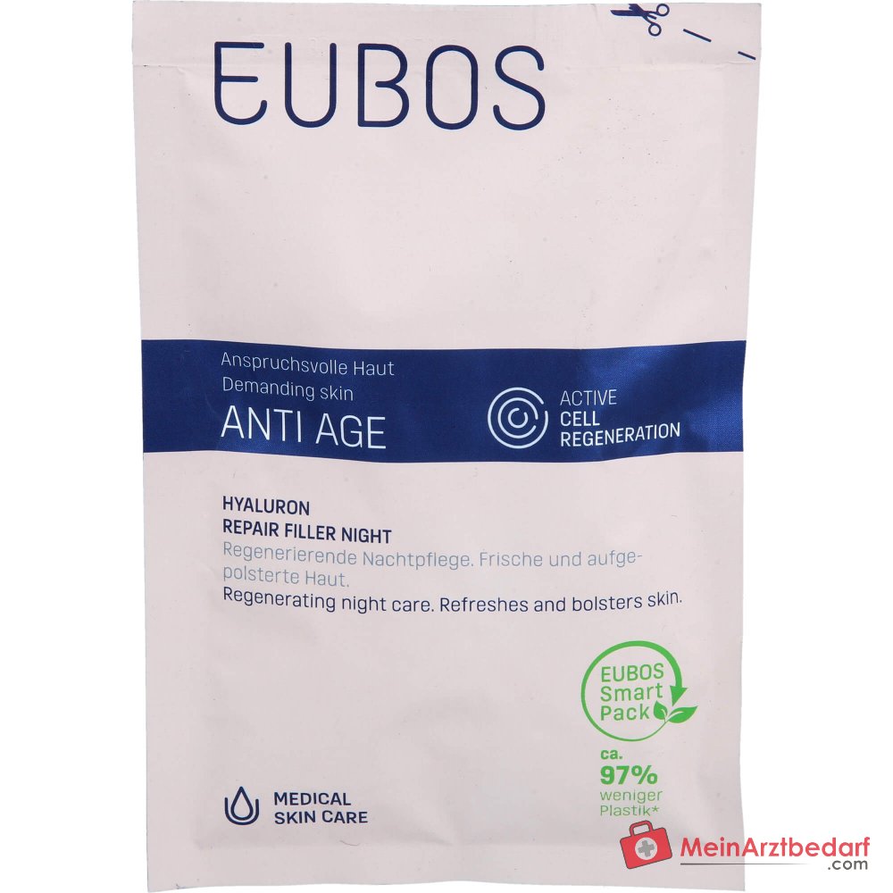 Eubos Anti Age Hyaluron Repair Filler Night Nachtcreme Nachfüllbeutel, 50 ml.