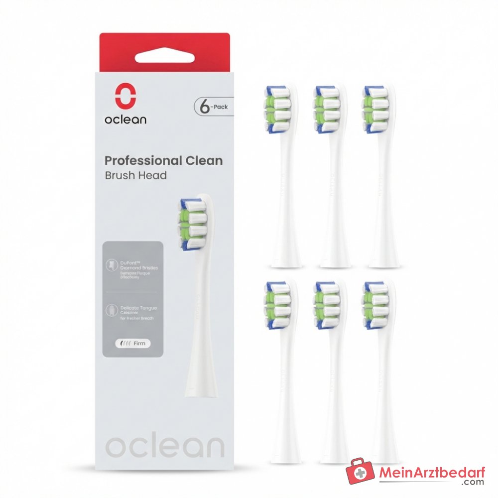 Oclean Professional Clean Bürstenkopf 6er-Pack mit DuPont Diamantborsten
