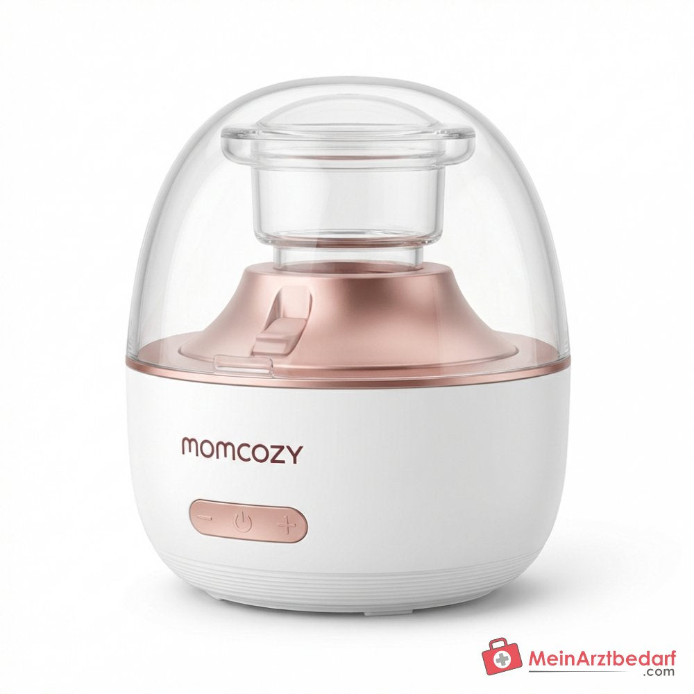 Momcozy Mobile Flow M9 handsfree elektrische borstkolf met app-besturing, 3e generatie motor 300 mmHg, 15 zuigstanden, Bluetooth, DoubleFit-flens 24 mm, Tritan-container 150 ml, 1800 mAh batterij.