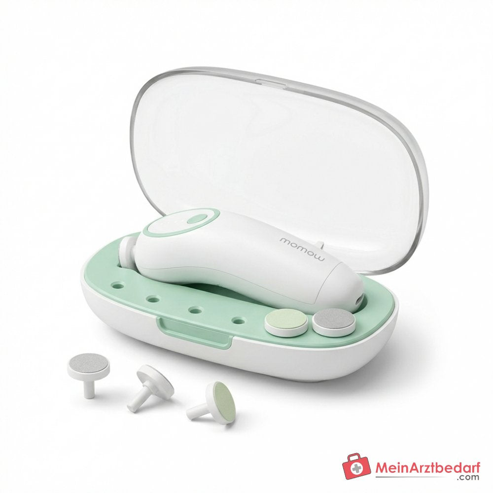Lime à ongles électrique pour bébé Momcozy NC02 avec lumière LED à 360°, 4 vitesses, 7 embouts de ponçage, silencieuse à moins de 35 dB, rechargeable par USB-C
