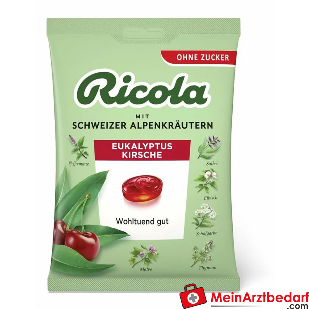Ricola mit Schweizer Alpenkräutern Eukalyptus-Kirsche, 75g.