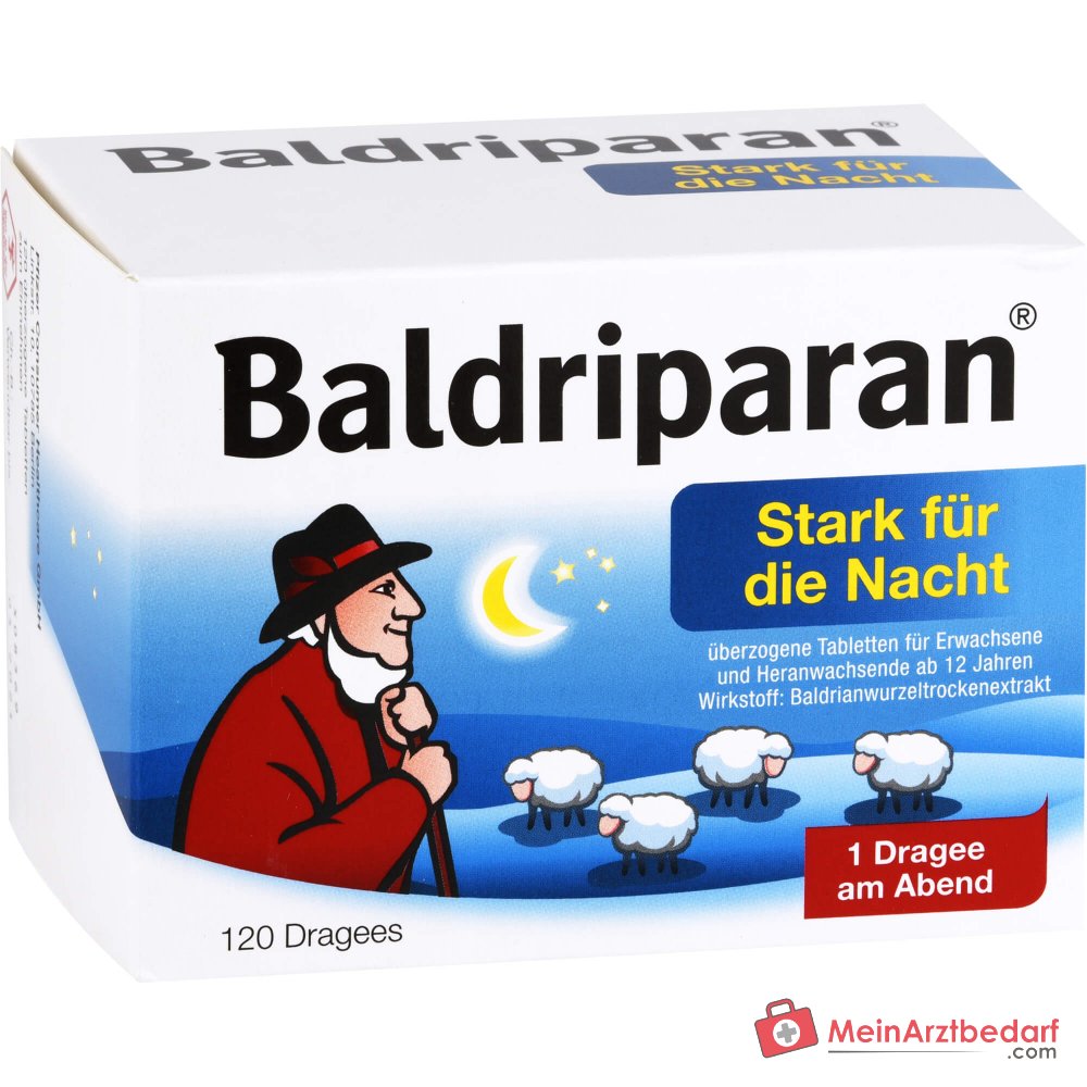 Baldriparan fort pour la nuit Extrait sec de racine de valériane 441,35 mg Dragées 120 pcs.