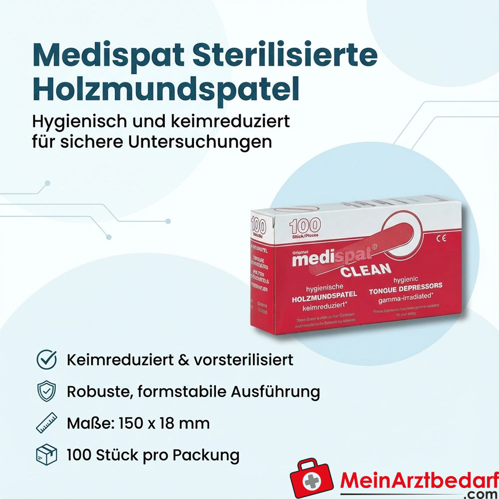 Medispat Jednorazowa drewniana szpatułka do ust sterylizowana 150 x 18 mm 100 szt.