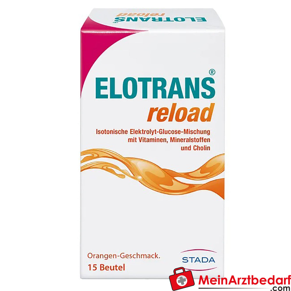 Elotrans® reload – Veganes Trinkpulver – Isotonische Elektrolyt-Glucose-Mischung, 15x7,57g.