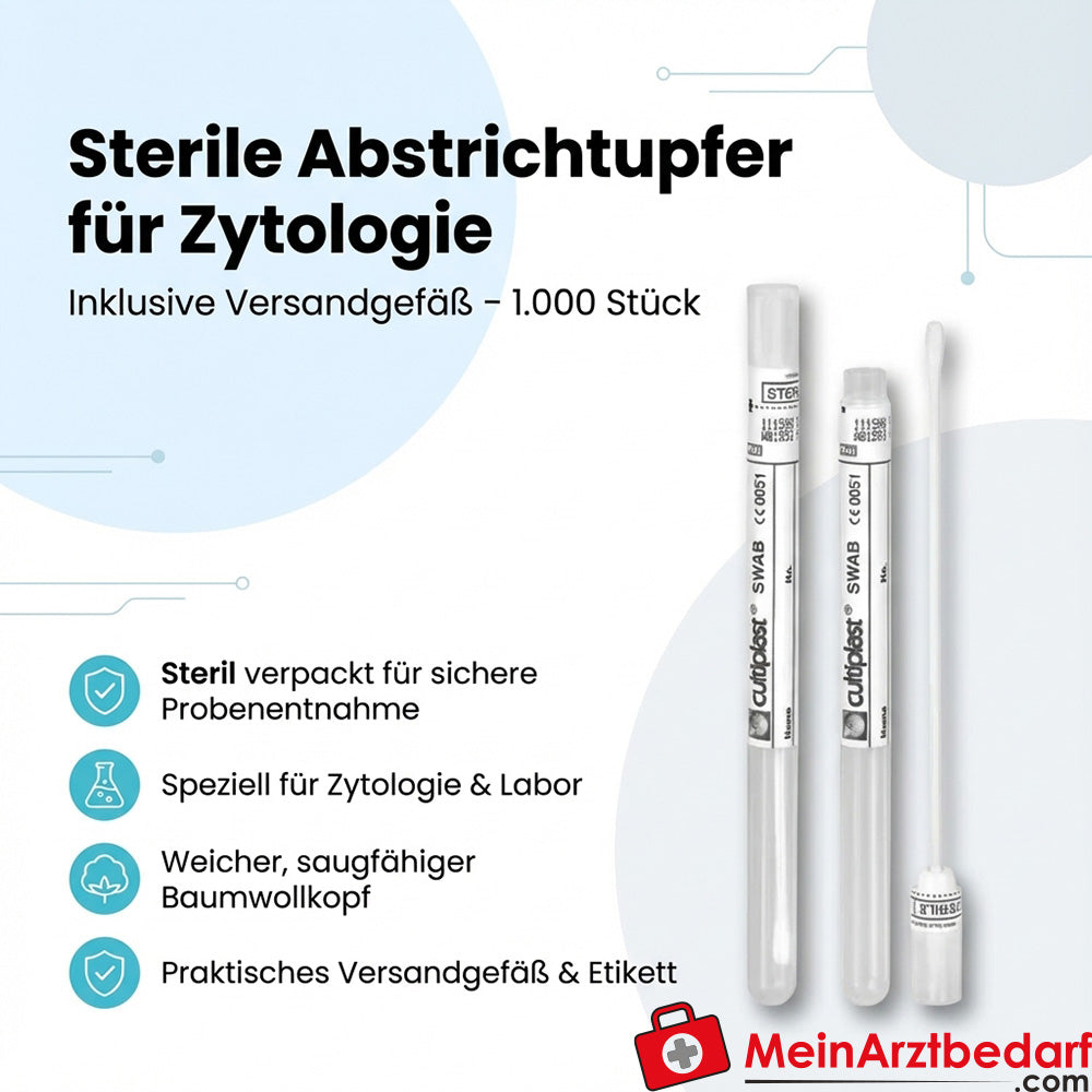 Tamponi sterili per citologia Testa di cotone Contenitore di spedizione 1000 pz.