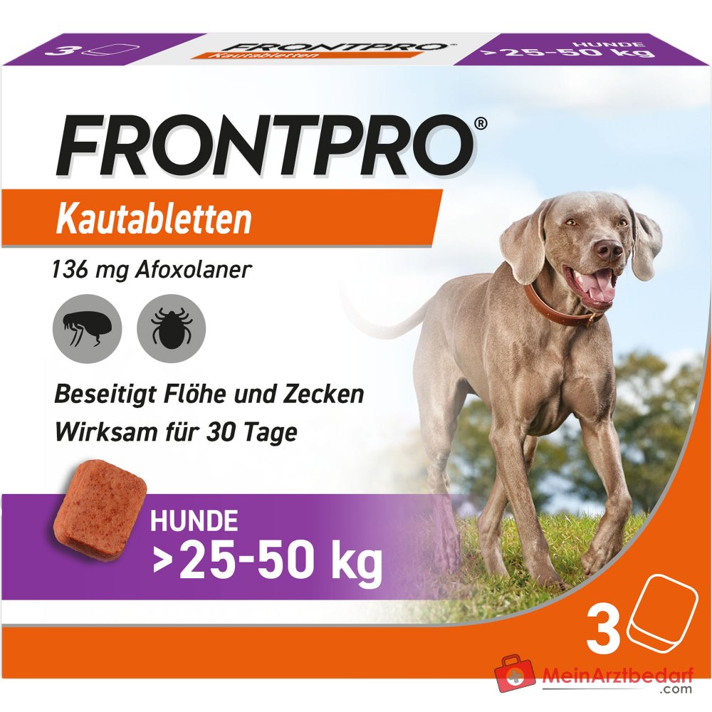 FRONTPRO Afoxolaner 136 mg kauwtabletten 3 stuks voor honden 25-50 kg