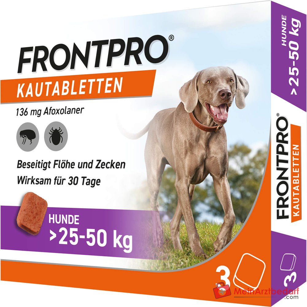 FRONTPRO Afoxolaner 136 mg kauwtabletten 3 stuks voor honden 25-50 kg