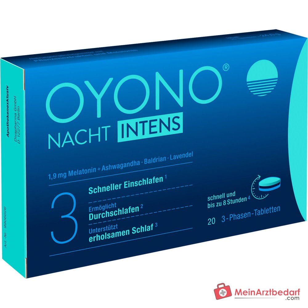 Oyono Nacht Intens Melatonine / Valeriaan / Lavendel / Ashwagandha Tabletten, 20 stuks.