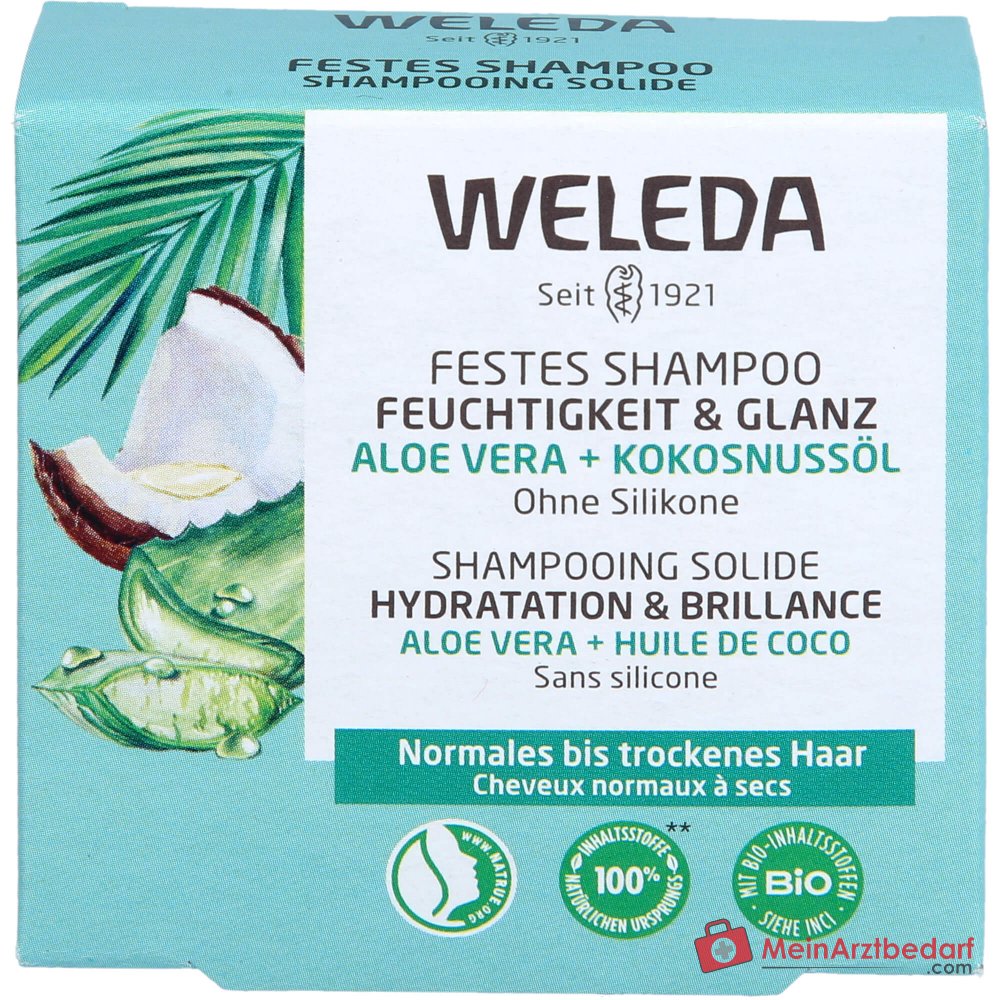 Weleda Szampon w kostce Nawilżenie i Blask Aloes, 50 g