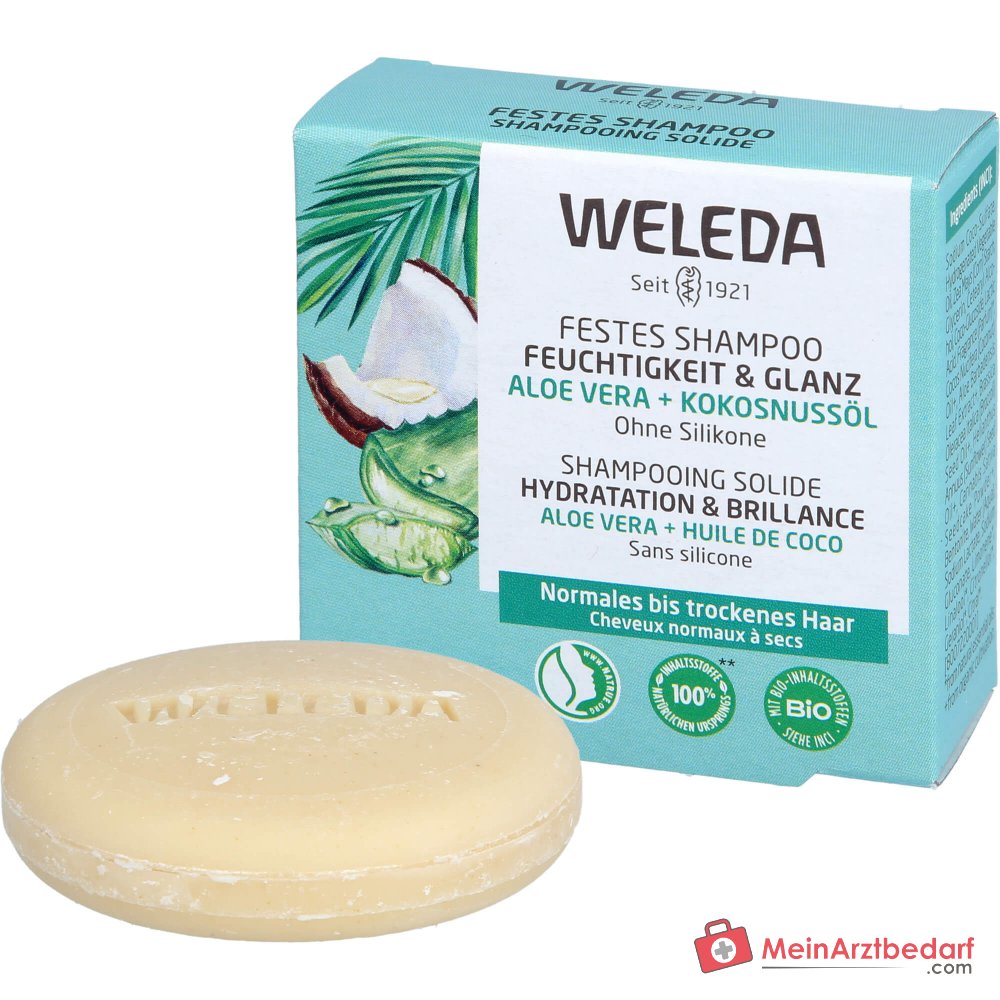 Weleda Szampon w kostce Nawilżenie i Blask Aloes, 50 g