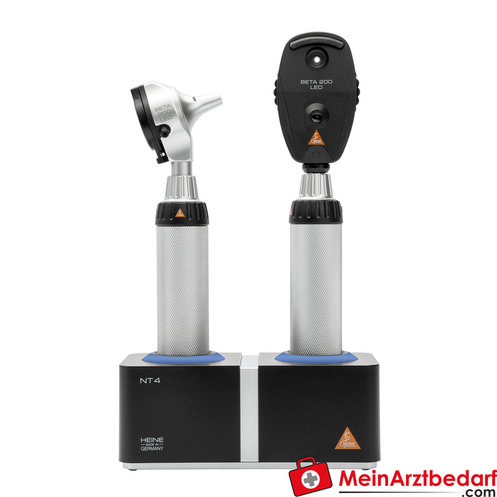 HEINE BETA 200 Kit LED - BETA 200 LED Ophthalmoskop + BETA 200 LED F.O. Otoskop + BETA4 NT Ladegriffe + NT4 Tisch-Ladegerät.