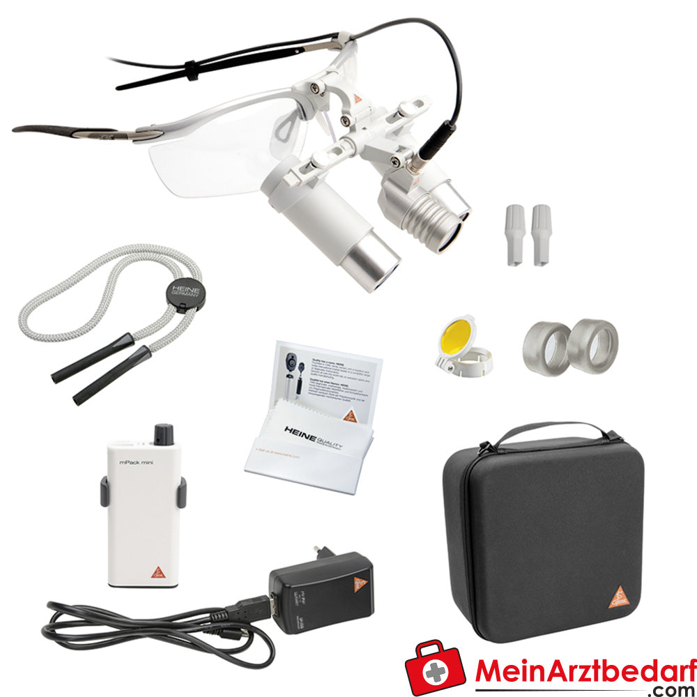 HEINE LoupeLight2 Set - HRP 6x Binokularlupe 340mm + S-FRAME + mPack mini.