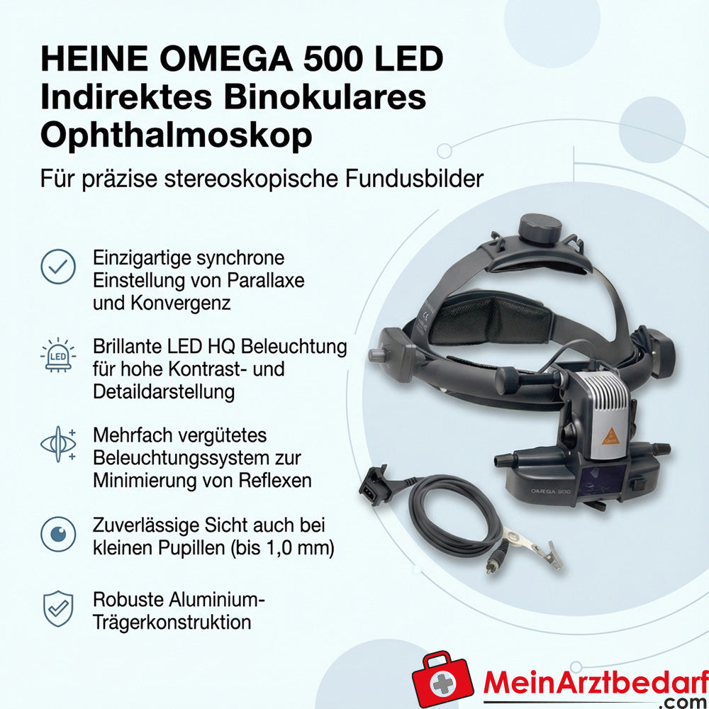 Ophtalmoscope binoculaire indirect HEINE OMEGA 500 LED sans source d'alimentation électrique