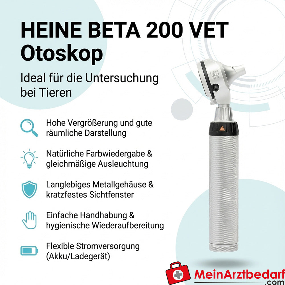 HEINE BETA 200 LED VET F.O. Otoscope avec poignée à piles