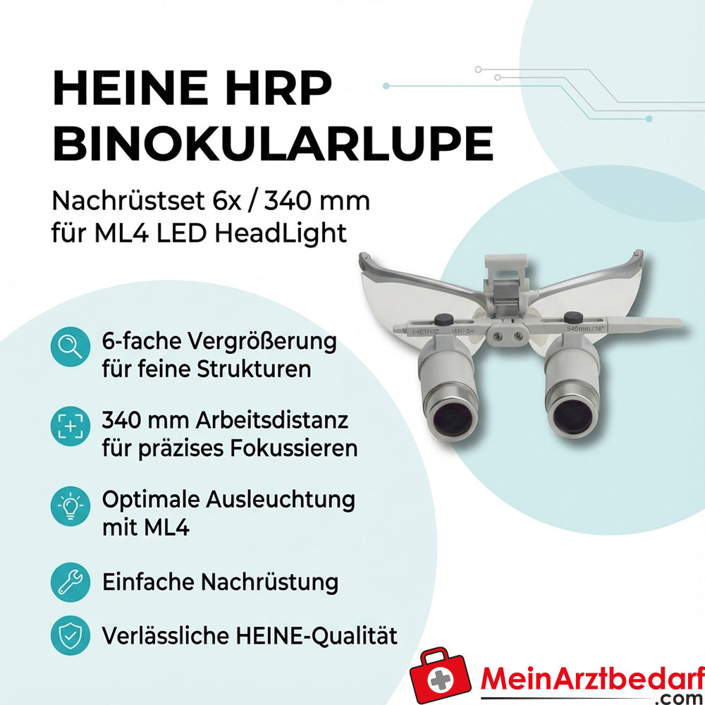 Juego de reequipamiento Heine Lupa binocular HRP 6x/340 mm para ML4 LED HeadLight