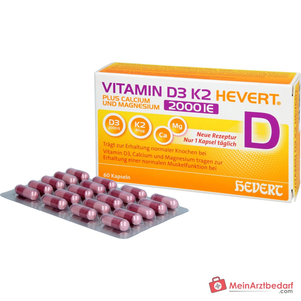 Hevert Vitamina D3 K2 Cápsulas, 60 uds.