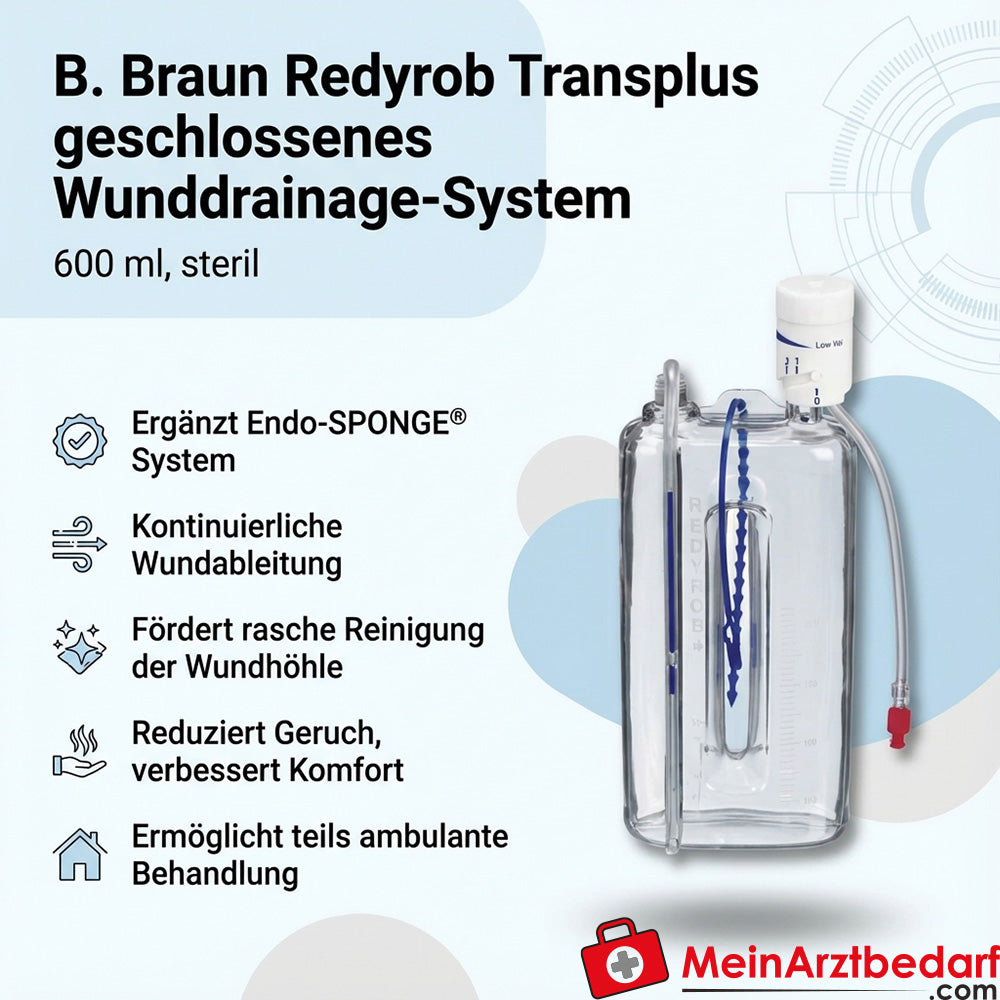 B. Braun Redyrob Transplus Système de drainage de plaie fermé 600 ml stérile 10 pièces