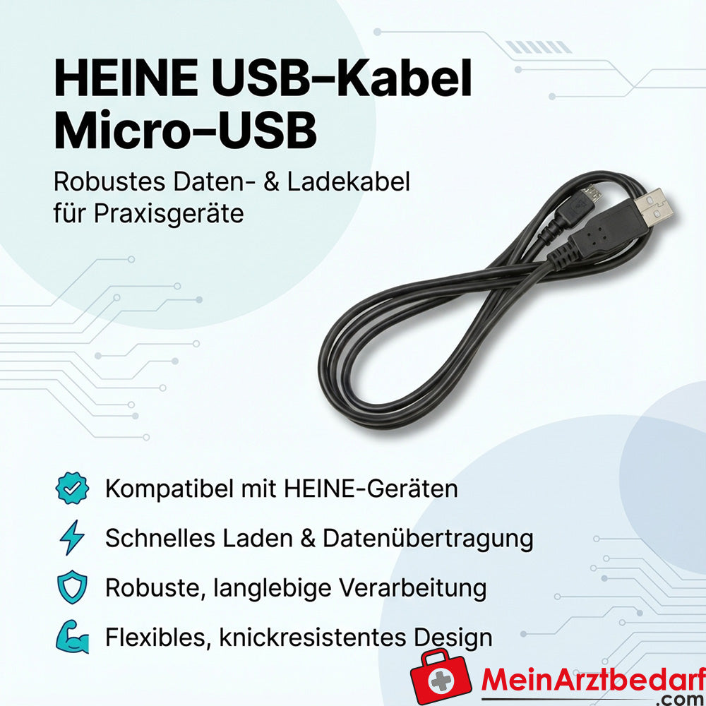 Heine Cavo USB Micro-USB per dispositivi Heine, robusto cavo dati e di ricarica
