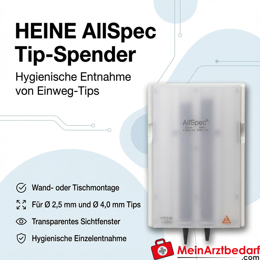 Dispenser per puntali Heine AllSpec - Dispenser per puntali monouso per Ø 2,5 mm/4 mm (2 × 50 pezzi)