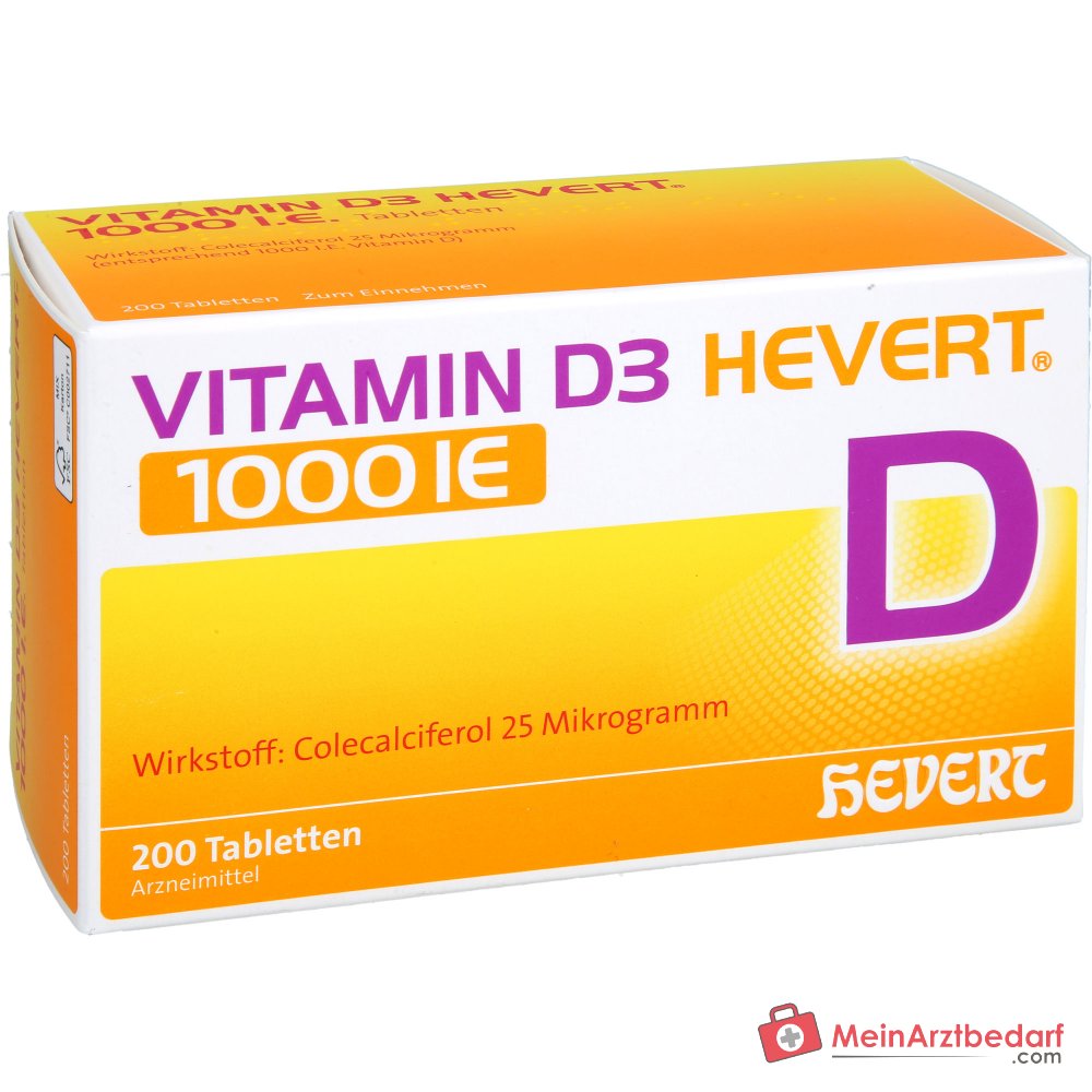 Hevert Vitamine D3 1000 IE Tabletten, 200 stuks.