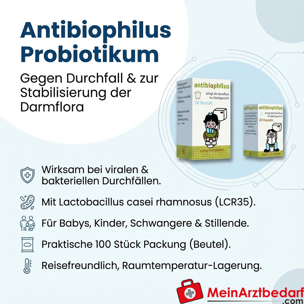 GER01 Antibiophilus bustina 100 pz. probiotico LCR35 contro la diarrea e per stabilizzare la flora intestinale