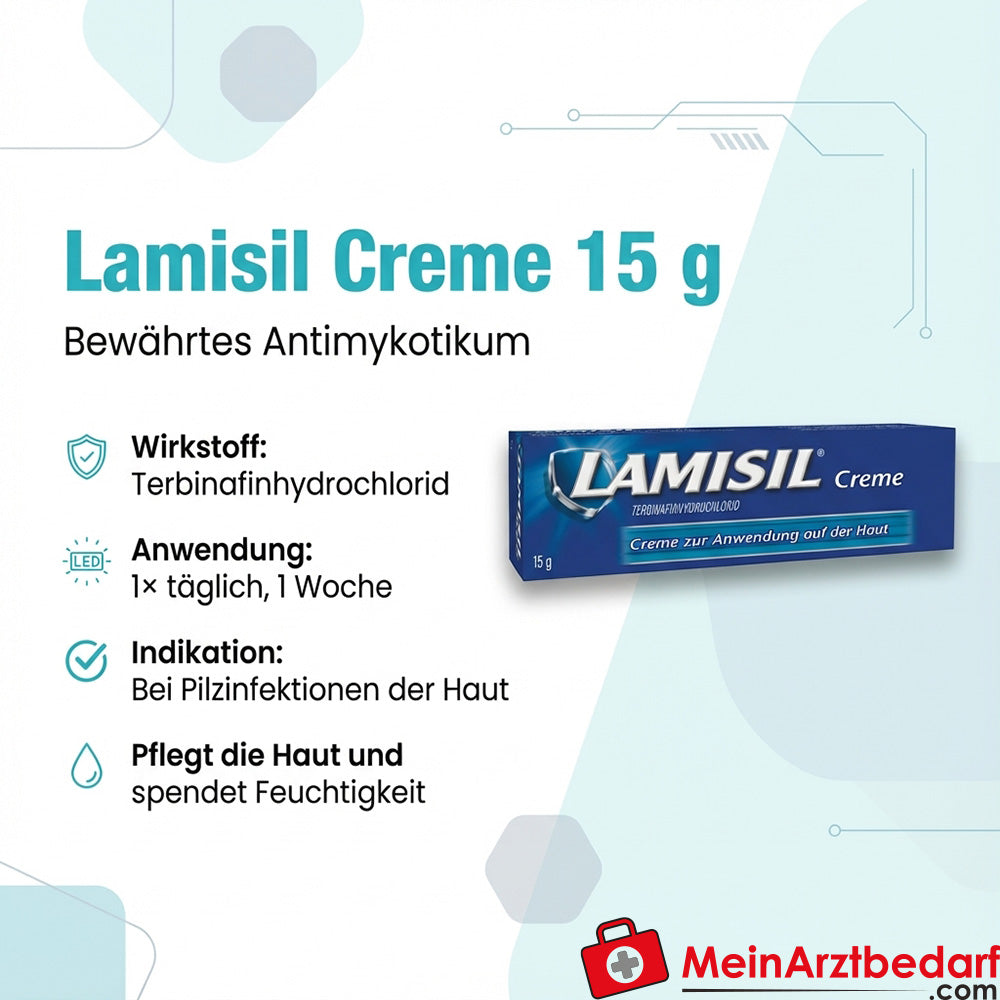 GSK-Gebro Lamisil krem 15 g Chlorowodorek terbinafiny Lek przeciwgrzybiczy na grzybicę skóry raz na dobę, 1 tydzień