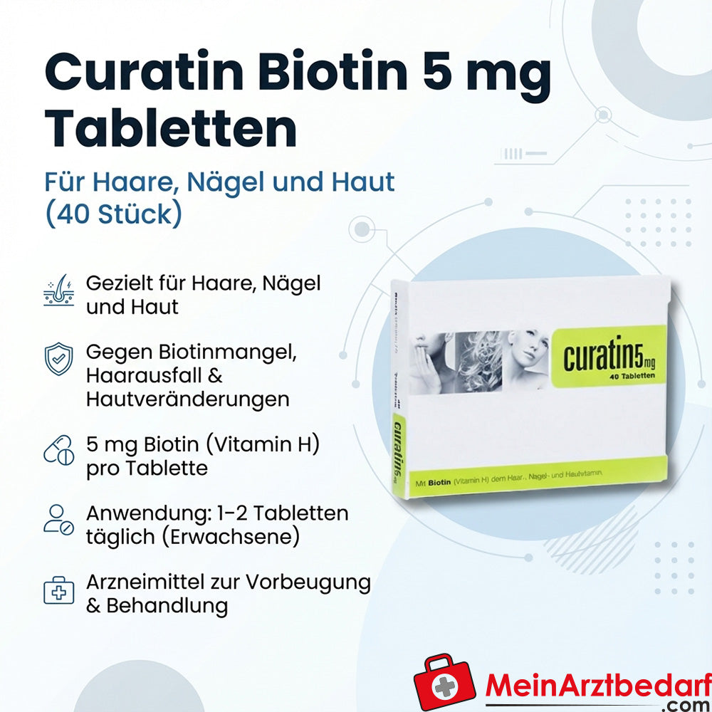Curatin Biotin 5 mg Tabletten 40 St. für Haare Nägel Haut