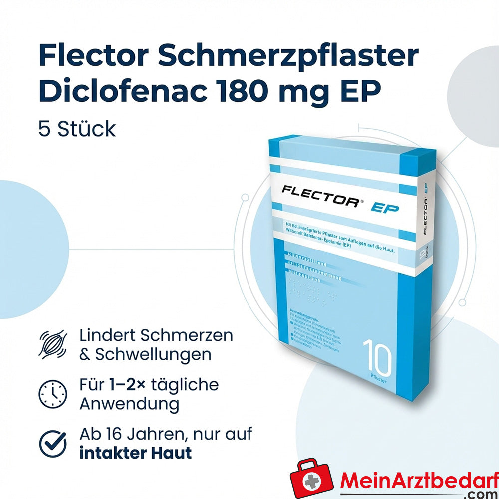 Flector Schmerzpflaster Diclofenac 180 mg EP gegen Schmerzen und Schwellungen, 5 Stück