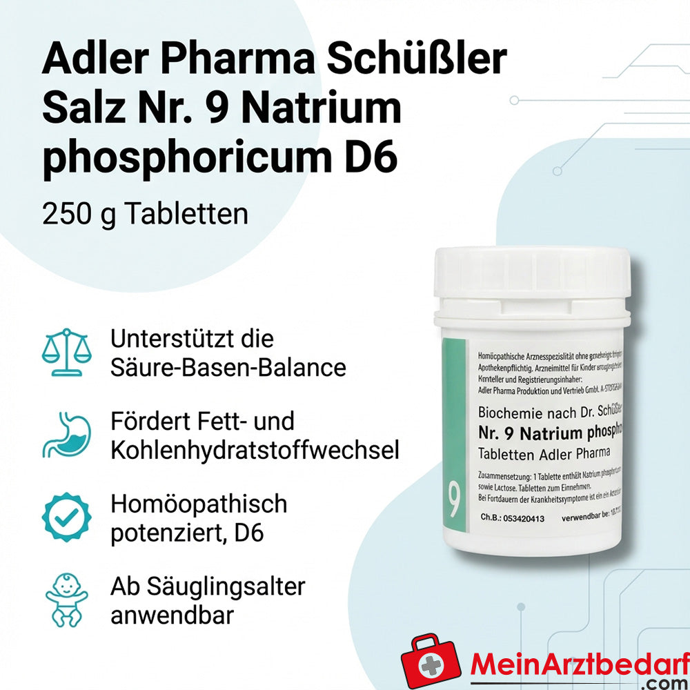 Adler Pharma Sel de Schüssler n° 9 Natrium phosphoricum D6 comprimés 250 g