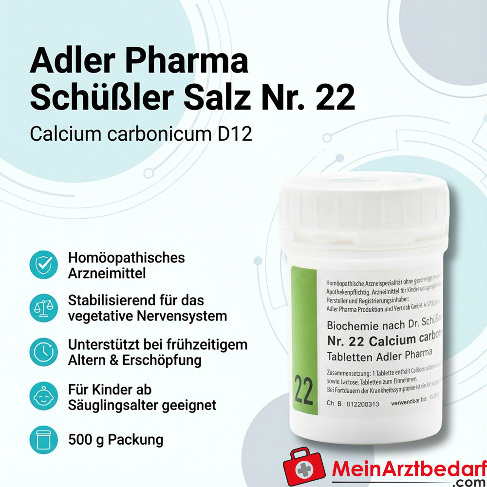 Adler Pharma Sel de Schüssler n° 22 Calcium carbonicum D12 comprimés 500 g